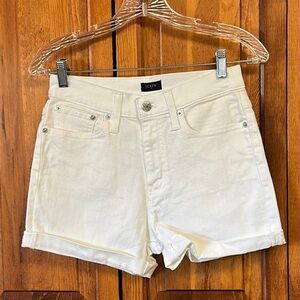 J Crew Factory White Denim Jean Shorts Rolled Hem NWT Size 24